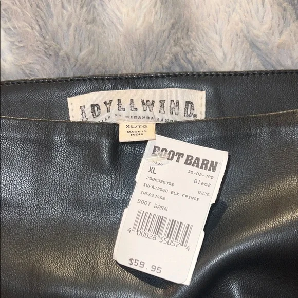 Idyllwind Black Leather Fringe Skirt - Picture 2 of 7